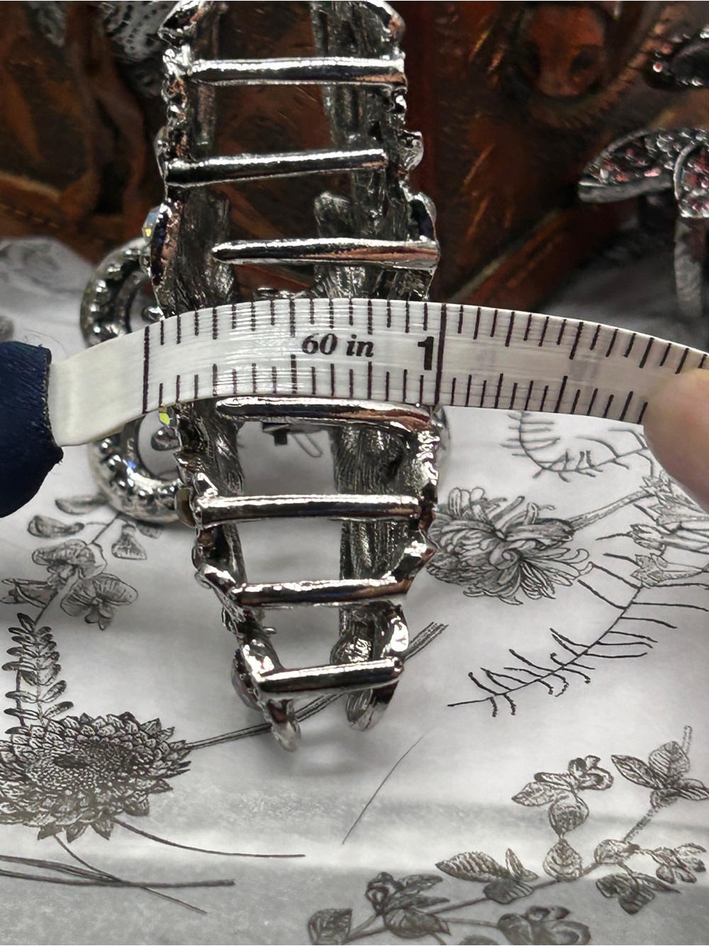 Silver Metal Hair Clip - Iridescent Accents - Picture 7 of 8